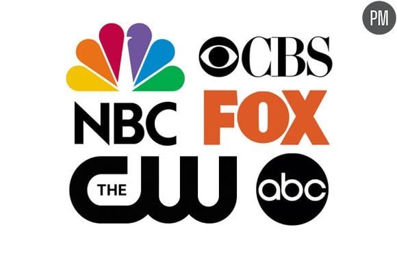 Les logos des cinq grandes chaînes américaines : NBC, CBS, Fox, CW et ABC