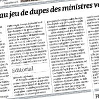 Le quotidien "Le Monde" demande le départ des deux ministres verts du gouvernement