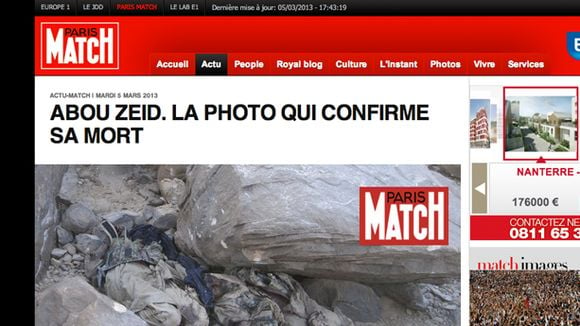 Paris Match publie "la photo qui confirme la mort" d'Abou Zeid