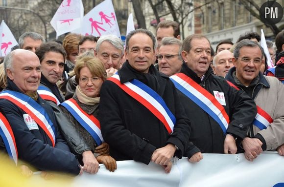 Jean-françois Copé défile contre le mariage gay, en janvier 2013 à Paris.