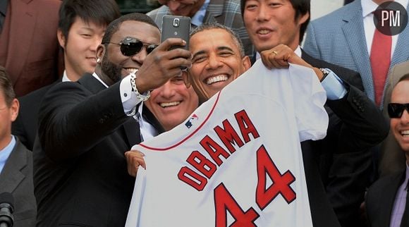 Barack Obama et David Ortiz lors du fameux selfie