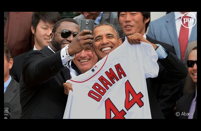 Barack Obama et David Ortiz lors du fameux selfie