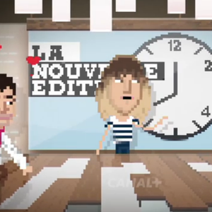 Daphné Bürki, Ariel Wizman et Nicolas Domenach en pixels dans le clip de Canal+ pour la rentrée 2015