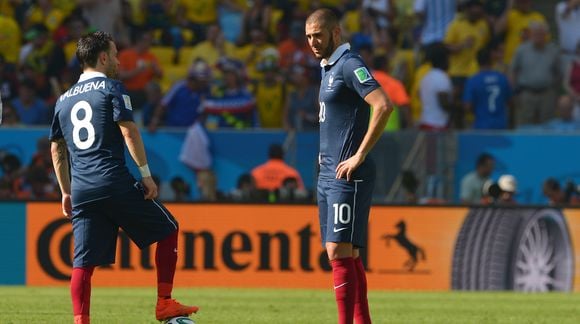 Karim Benzema et Mathieu Valbuena lors de la coupe du monde 2014.