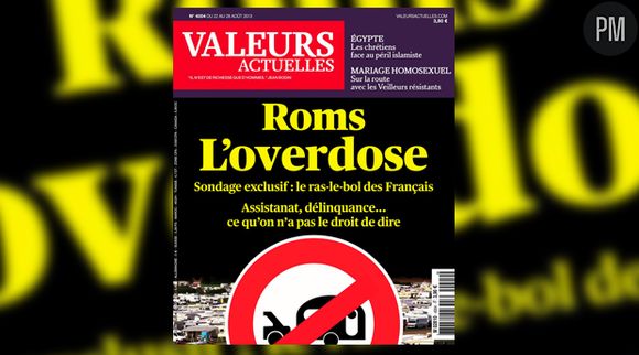 La Une de l'hebdomadaire "Valeurs Actuelles" sur les Roms