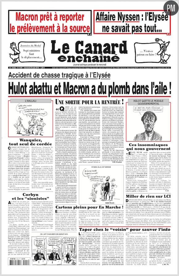 Nicolas Hulot à la Une du "Canard"