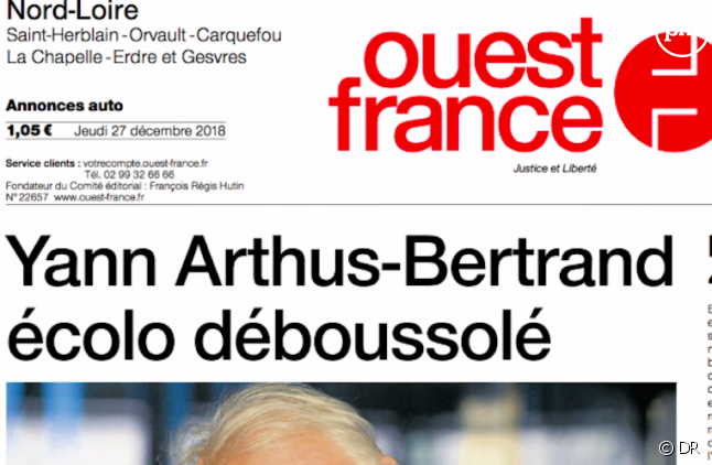 La Une de "Ouest France" ce jeudi 27 décembre 2018