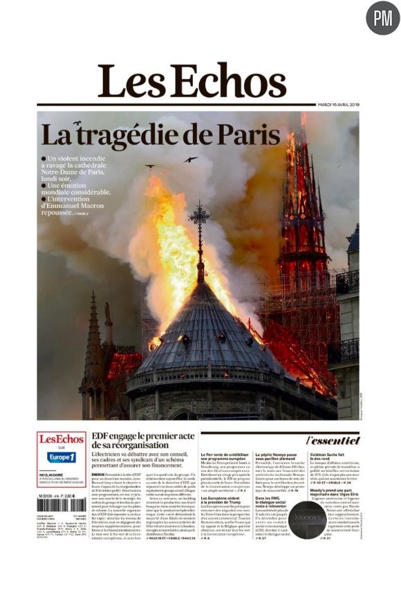 "La tragédie de Paris" en Une des "Echos"