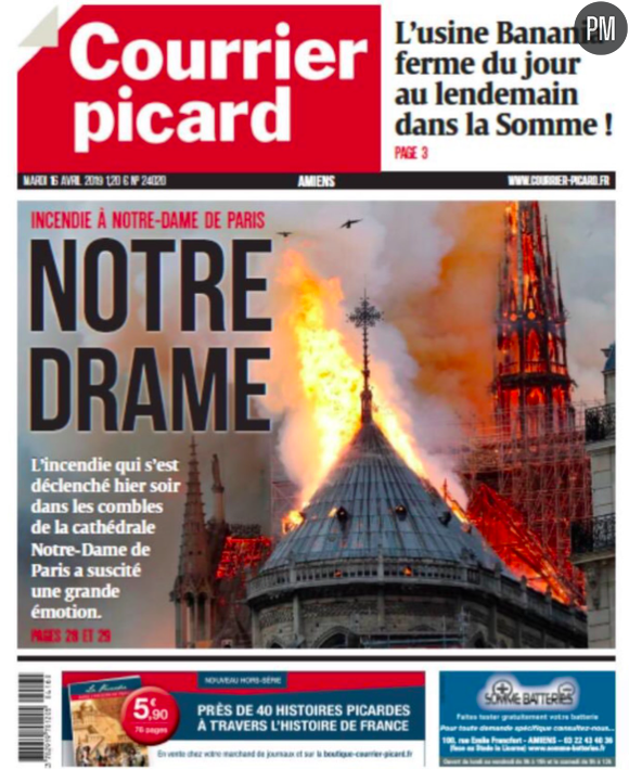 "Notre Drame" en Une du "Courrier Picard"