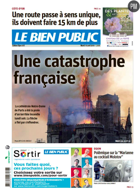 "Une catastrophe française" en Une du "Bien Public"