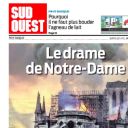 "Le drame de Notre-Dame" en Une de "Sud Ouest"