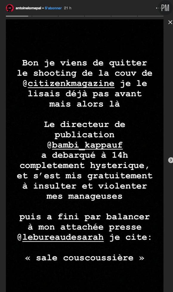 Story de Lomepal sur Instagram