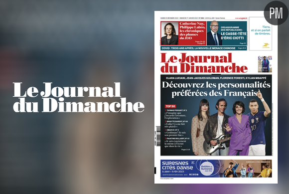 Couverture du JDD du samedi 31 décembre 2022 - dimanche 1er janvier 2023. Classement des personnalités préférées des Français 2022.