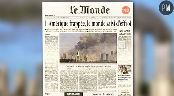 Le 11 septembre 2001 à la Une de la presse française et internationale.