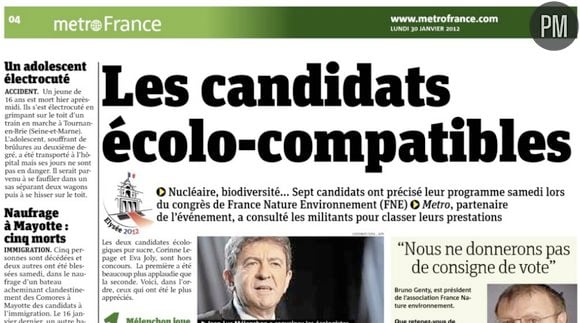 La page 4 de Metro du 30 janvier 2012