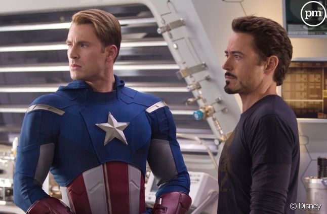 Chris Evans et Robert Downey, Jr. dans "Avengers"