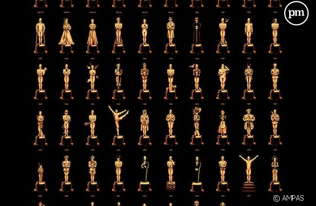 85 statuettes en hommage aux 85 films ayant remporté l'Oscar du meilleur film.