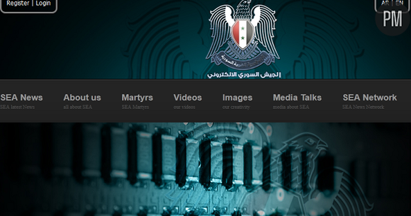 Capture d'écran du site de l'Armée électronique syrienne