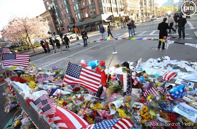 Mémorial en souvenir des victimes du marathon de Boston, avril 2013