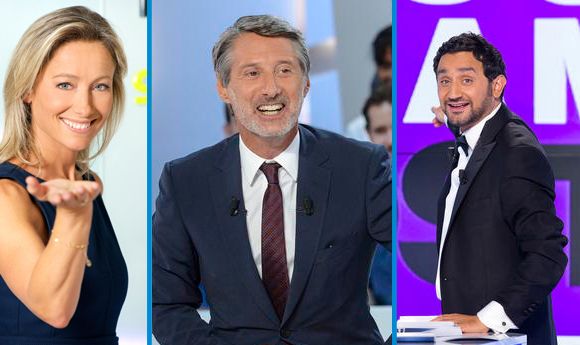 Anne-Sophie Lapix, Antoine de Caunes et Cyril Hanouna.