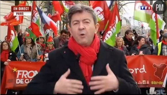 Capture d'écran de Jean-Luc Mélenchon dans le JT de 13h de Claire Chazal sur TF1, dimanche