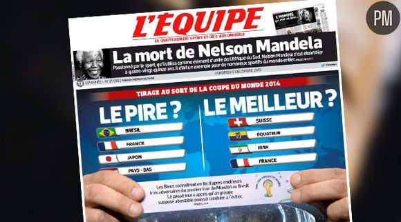 Mort de Nelson Mandela : la Une de L'Equipe.