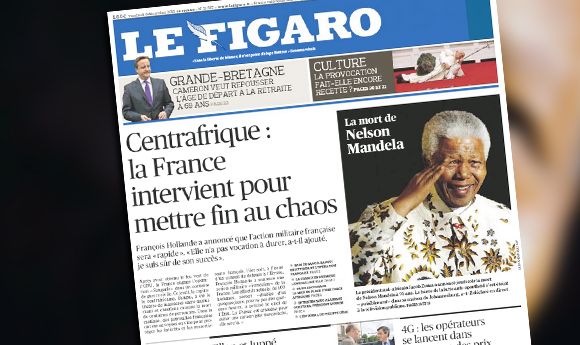 Mort de Nelson Mandela : la Une du Figaro.