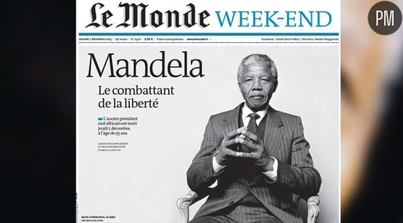 Mort de Nelson Mandela : la Une du Monde, daté de ce week-end.