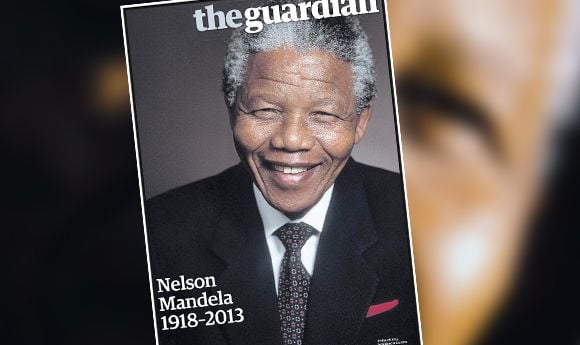 Mort de Nelson Mandela : la Une de The Guardian.