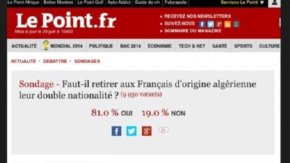 "Franco-Algériens" : "Le Point" reconnaît avoir retiré un sondage "lamentable"