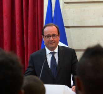 François Hollande, mardi, avec l'équipe de France...