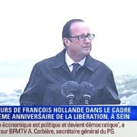 François Hollande sous une pluie battante en direct sur les chaînes d'info