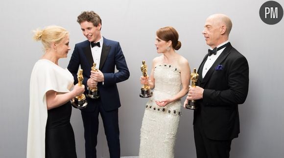 Patricia Arquette, Eddie Redmayne, Julianne Moore et  J.K. Simmons en 2015