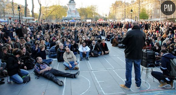 Nuit Debout à la place de la République à Paris.