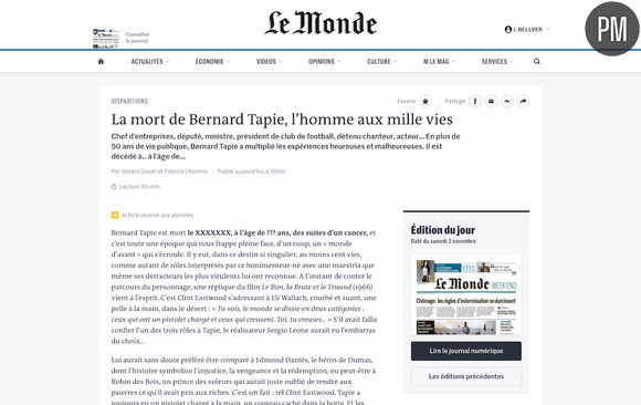 Article du "Monde" (Capture)