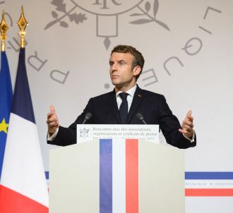 Emmanuel Macron lors de ses voeux à la presse 2022