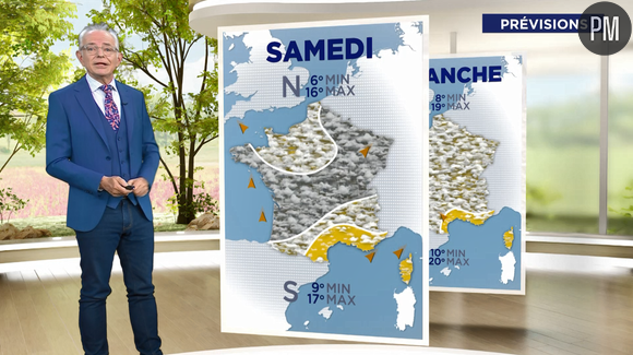 Mac Lesggy dans la nouvelle météo de M6 à compter du lundi 6 mai 2024.