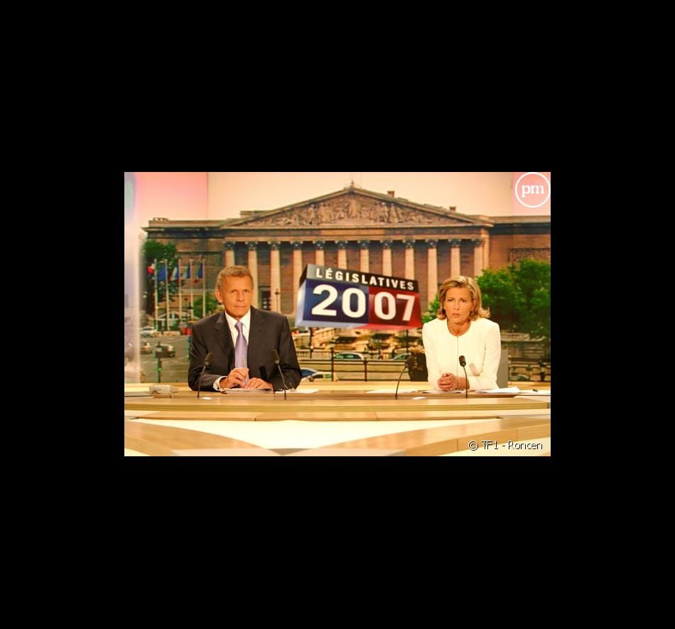 Patrick Poivre d'Arvor et Claire Chazal animent "Législatives 2007" sur TF1