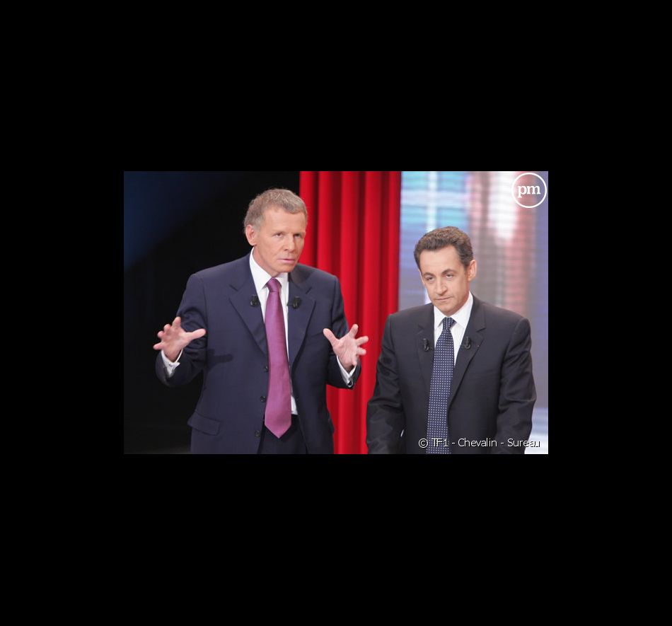 PPDA et Nicolas Sarkozy sur le plateau de "J'ai une question à vous poser", le 5 février 2007 sur TF1.