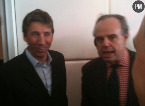 Stéphane Courbit et Frédéric Mitterrand au MIP TV (Cannes), le 12 avril 2010