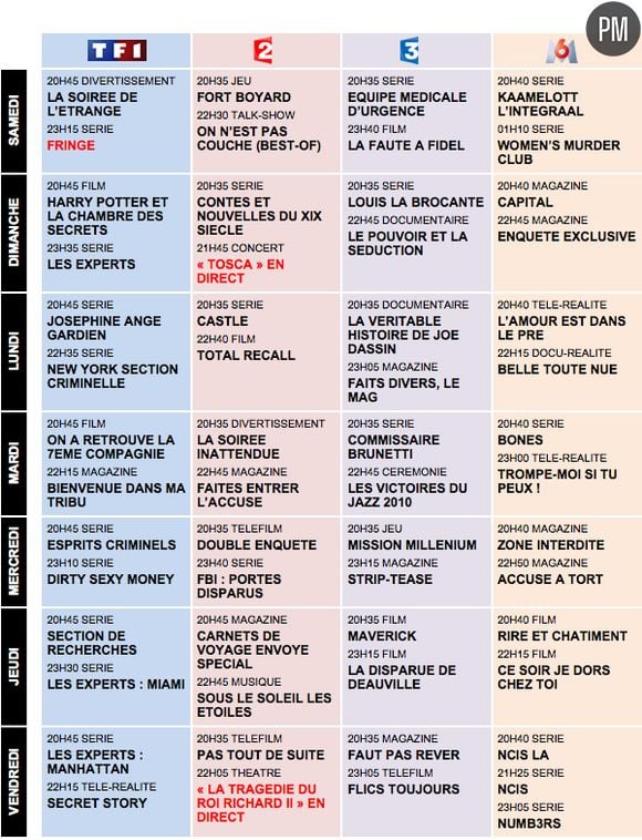 Les programmes de la semaine 29 en 2010