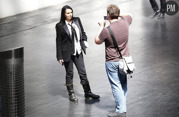 Béatrice Dalle sur le tournage de "Bye, Bye Blondie" à Paris