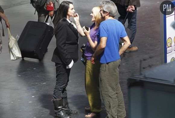 Béatrice Dalle sur le tournage de "Bye, Bye Blondie" à Paris