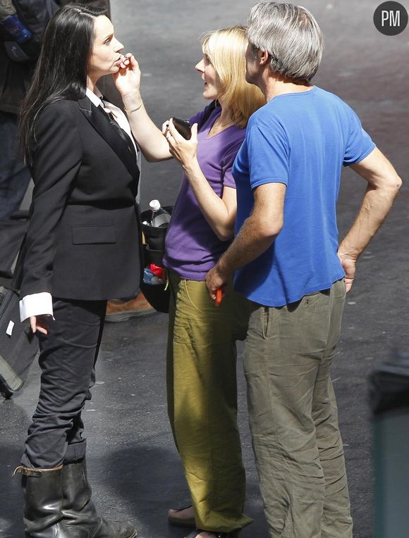 Béatrice Dalle sur le tournage de "Bye, Bye Blondie" à Paris