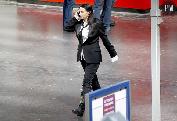 Béatrice Dalle sur le tournage de "Bye, Bye Blondie" à Paris