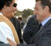 Nicolas Sarkozy en visite à Tripoli le 25 juillet 2007.