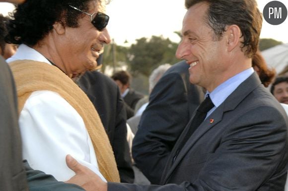 Nicolas Sarkozy en visite à Tripoli le 25 juillet 2007.