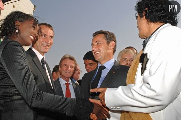 Nicolas Sarkozy en visite à Tripoli le 25 juillet 2007.