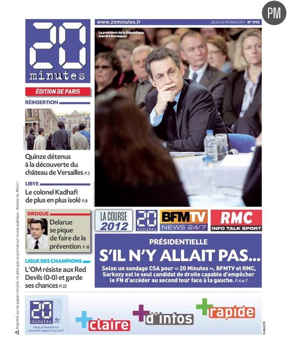 Une de 20 Minutes du 24-02-2011