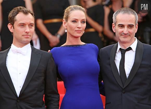 Jude Law, Uma Thurman et Olivier Assayas, Cannes 2011. 